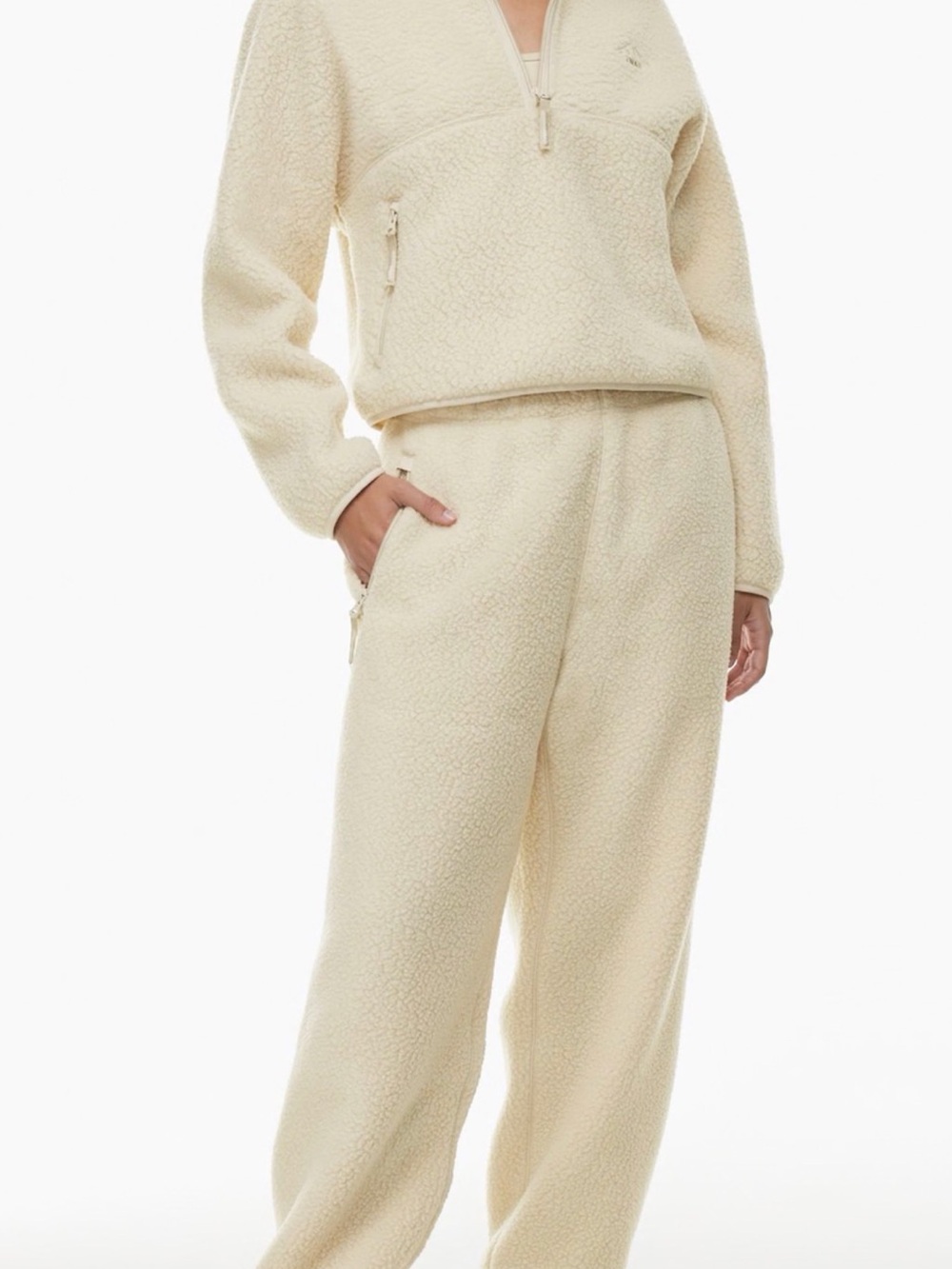 Aritzia TNA Bigfoot polar park pants cream fleece sweatpants Size S